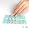 ZE Película de esmalte en gel impermeable estilo europeo y americano sin curado completo en gel, pegatina completa, contraste floreciente, primavera y verano, pegatina para uñas, papel de pegatina para uñas