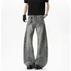 Jeans Denim Lavado Desgastado Resistente Estilo Retrô Americano Masculino Primavera/Outono Soltos Tendência Marca Perna Larga Reta Casuais Longos