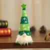 Decoração de Natal Chapéu de Tricô com Listras e Flocos de Neve Estrela de Cinco Pontas com Luzes Boneco Pendurado na Perna Brilhante Enfeite Presente