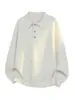 Marca de moda estilo americano Color liso Textura gofreada Estilo Old Money Primavera 2026 Nuevo Cuello polo Manga larga Sudadera Modelo versátil unisex
