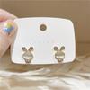 Pendientes de conejito del zodiaco con piedra de ojo de gato y alfiler de plata 925, pequeños y exquisitos, lindos mini pendientes, pendientes sencillos y exquisitos