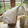 Colcha de Verão em Gaze de Algodão Puro de Camada Dupla, Estilo Ins, Fresca e Simples, com Renda Floral Pequena e Proteína de Casulo de Seda, Colcha de Algodão Puro de Camada Única/Dupla para Ar Condicionado