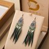 Aretes de Margarita con Borla de Cuentas de Arroz de Colores Pluma Estilo Bohemio de Corte para Mujer Pendientes Transfronterizos Joyería Europea y Americana
