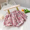 Shorts Saia Floral para Meninas, Verão 2026, Hot Pants Infantis para Bebês, Shorts Saia Floral Doce para Roupa Externa