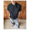 Nova Camiseta Masculina Casual de Linho com Listras Estilo Chinês Manga Curta Verão Modelagem Solta Versátil