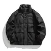 Ru Meng Marca Americana de Moda Sensación de Alta Gama Cuero PU Cuello Alto Chaqueta de Trabajo para Hombre Otoño Holgada Moderna Motociclista Ropa Exterior Genial