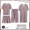 Venta directa de fábrica. Pijama de cuatro piezas para mujer, camisón de manga corta, pantalones capri, explosiones, ropa para el hogar transfronteriza 'descuento por cantidad'