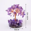 Árvore da Fortuna de Cristal Natural Transfronteiriça com Base de Disco de Pedra de Cascalho Gota de Borracha Decorações para Mesa de Casa
