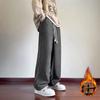 Pantalones Rectos de Pana para Hombre Otoño e Invierno 2025 Nueva Moda Marca con Forro Polar Pantalones Deportivos Sueltos de Pierna Ancha Pantalones Casuales