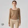 Top de yoga transfronterizo ligero con tacto fresco, colores contrastantes, corte holgado, adelgazante, bloques de color, manga larga, para fitness femenino y entrenamiento de deportes al aire libre