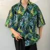 Camisa floral hawaiana para hombre, estilo fino de verano, estilo Hong Kong, marca de moda, top casual y elegante de manga corta