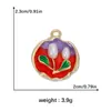 Estilo Pintura al Óleo Artística DIY Accesorios Colgantes para Collar Pulsera Colgante Marco de Fotos Tulipán Colorido Flor Colgante Adorno Colgante
