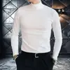 Outono Inverno Manga Longa Térmica Dupla Face Gola Redonda Camiseta Básica Casual Pincelada Quente Ajustada ao Corpo Top Justo