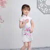 Cheongsam estampado pastoral estilo chino hanfu ajustado de rendimiento guzheng manga corta disfraz de niña cheongsam verano