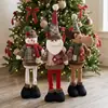 Boneca de Pelúcia de Natal da Moda Luxuosa Papai Noel Boneco de Neve Rena Elástica em Pé Decoração Presente
