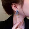 Pendientes de botón con alas de mariposa y perlas de cristal de súper hada para mujer, elegantes y de alta calidad, pendientes exquisitos