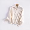 Suéter de Lã Penteada 100% Estilo K de Ins Nova Austrália Feminino Lapela Zíper Tricotado Cardigã Feminino Outono e Inverno Jaqueta Suéter