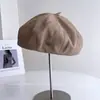 Boina de moda retro de piel sintética para mujer, versátil para otoño, hace que la cara se vea más pequeña, elegante y con estilo, sombrero de pintor, sombrero de calabaza moderno