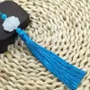 Colgante de Borla de Loto Plano de Jade Blanco de Doble Cara para Coche Abanico Hanfu Borla Accesorios de Estilo Antiguo Joyería Colgante para Disfraz