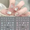 Adesivos de Unha Diamantes de Unha Rosa Primavera Branco Azul Coração Fofo Esmalte Gel Decalques 3D Embossados