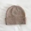 Gorro de tricô de camada dupla, espessado, para outono e inverno, feito de lã pura, cor sólida, com aba simples, adequado para atividades ao ar livre, esqui e para fornecer calor e proteção para as orelhas