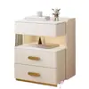 2026 Mesa de noche inteligente para dormitorio, hogar, carga inalámbrica, cerradura de huellas dactilares, gabinete de noche con almacenamiento, cerradura de contraseña