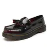 Mocasines con Flecos para Mujer Zapatos de Cuero Genuino de Caña Baja Rojo Brillante Estilo Británico Modernos para Estudiantes Puntera Redonda Casual Zapatos para Hombre