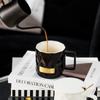 Taza sencilla estilo ins con tapa y cuchara Taza de cerámica para pareja Taza para beber para niños para el hogar Taza para café té para oficina
