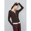 Cárdigan de Punto Retro de Dos Piezas Falsas Estilo Francés para Mujer, Nuevo Modelo Otoño 2026, Gama Alta, Elegante, Moderno, Top Casual