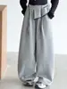 Pantalones de chándal anchos a cuadros para niñas, de primavera y otoño, con retazos, cintura alta, holgados, casuales, largos, para niños mayores, con diseño fluido hasta el suelo, modernos
