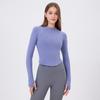 Roupa Esportiva Meio Zíper Latte Girl Feminina Gola Alta Ajuste Slim Roupa de Yoga Corrida Treino Fitness Modeladora