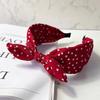 Nova Coreia do Sul Headband Retro Hong Kong Estilo Arco Orelhas de Coelho Tecido Doce Simples Borda Larga Onda Dot Headband para Mulheres