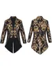 Frac Medieval Frac Gótico Steampunk Chaqueta Negro Brocado Satén Abrigo de Boda Estilo Gótico
