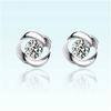 Pendientes de circonita chapados en platino para mujer, bonitos pendientes en espiral, pendientes redondos al por mayor, nueva joyería coreana con aguja de plata.