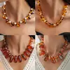 Collar de Perlas con Cuentas de Vidrio Acrílico Transfronterizo Europeo y Americano, Cadena Versátil para Suéter, Collar de Lujo Ligero de Alta Gama para Mujer