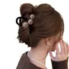 Pinza para el Cabello Perla Marrón Terciopelo Pinza Tiburón Grande Pinza para el Cabello para Mujeres 2025 Nuevo Clip de Gama Alta Accesorios para el Cabello