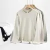 Camiseta de Algodón Peinado 300g Peso Pesado Algodón Puro Manga Larga Hombre Holgada Estilo Americano Color Sólido Camiseta Básica Ropa de Hombre Otoño e Invierno