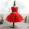 Vestido Bordado para Niñas Europeas y Americanas Vestido de Princesa Sin Mangas para Bebés y Niños Pequeños Encaje Flor de Bodas Vestido de Cumpleaños para Niñas Vestido Tutú para Niñas