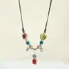 Collar de Cuentas de Cerámica Coloridas Moda Retro Nueva Personalidad China Cadena para Clavícula Collar de Gama Alta Cadena para Suéter Venta al por Mayor