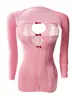 Yuedie Comércio Exterior Europeu e Americano Lingerie Sexy Peça Única Roupagem de Renda Doce e Fofa Ajustada ao Corpo Listrada Coração Laço Yd25511