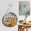 Letrero de Madera de Pascua con Conejo Letrero de Bienvenida para Puerta Venta al por Mayor Decoración de Pared de Atmósfera Festiva Decoración de Pared Artesanía de Madera