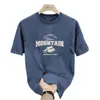 Camiseta Masculina de Algodão de Manga Curta Verão Marca da Moda T-shirt da Moda com Letra Manga Meia Manga Solta Oversize Verão Manga Meia Manga
