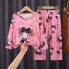 Pijamas infantis para meninas primavera e outono novo terno de manga comprida para meninos e meninas princesa estilo ocidental roupas de casa para crianças médias e grandes