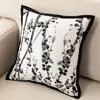 Almofada Jacquard de Veludo Estilo Vintage Cremoso para Sofá Sala de Estar Almofada de Costas Luxo Leve Retro Travesseiro de Cabeceira Pousada Folhas