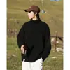 Suéter de cuello alto de punto grueso 100% algodón para hombre, tejido de punto pullover de invierno para hombre 2026, capa base de corte holgado