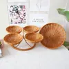 Cesta Redonda de Mimbre Sintético Tejido Multicapa para Frutas para el Hogar, Restaurante, Cocina, Hotel, Dulces, Snacks, Bandeja de Frutas, Cesta de Almacenamiento