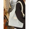 Bolsa de Lona Denim con Lazo Estilo Coreano Nueva Gran Capacidad Bordada Viajera Estudiante Clase Hombro Tote