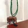Novo Colar Longo Feminino de Pérolas com Pingente de Fivela de Jade Chinês e Borla, Luxo Leve Elegante para Suéter