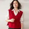 Nuevo chaleco suéter de punto versátil de cuello en V, suelto, corte slim, de cachemira, con abertura, para mujer, de otoño e invierno, en capas