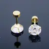 Pendientes de acero inoxidable con circonitas AA y forma de pastel redondos, con cuatro garras y circonitas.